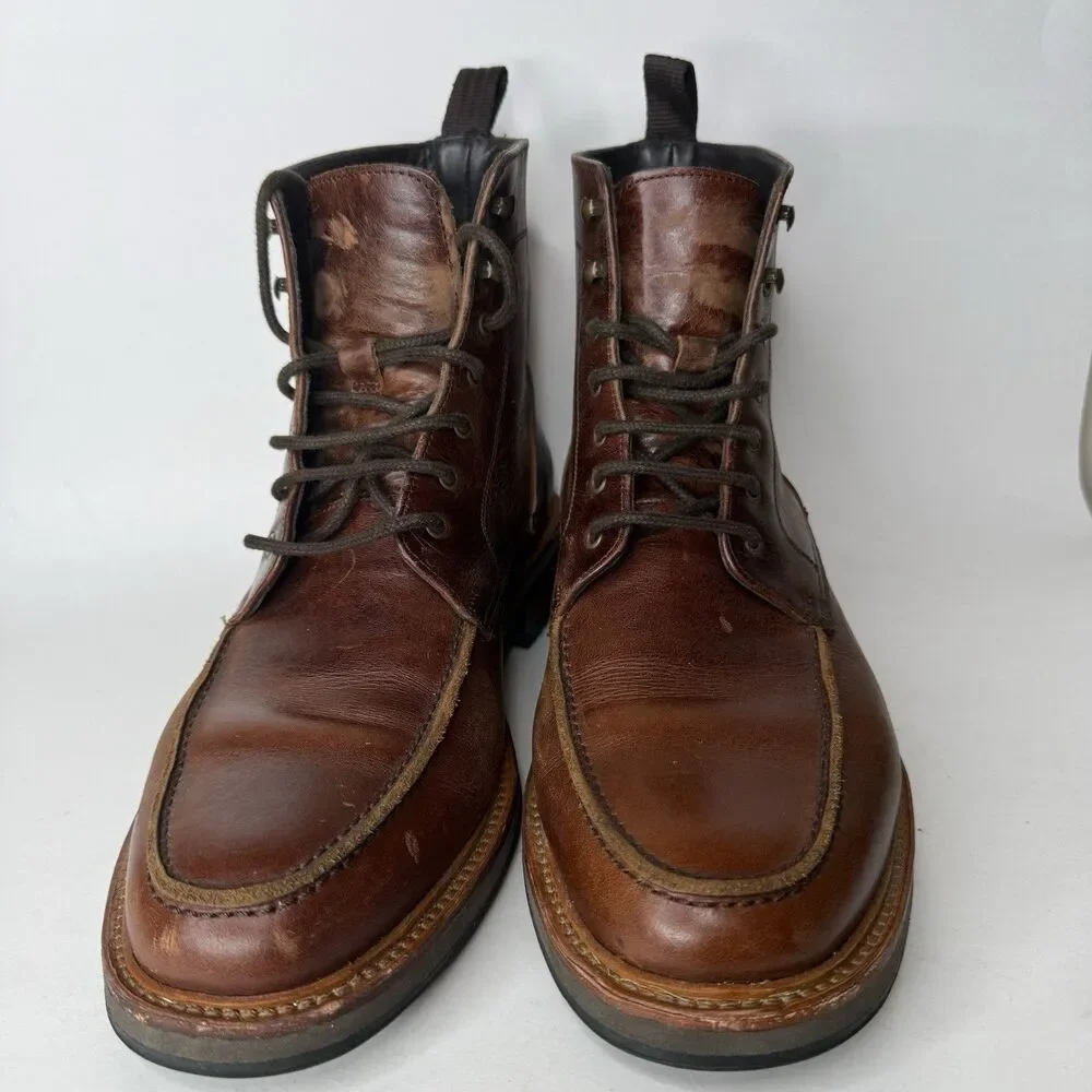​Banana Republic Crosby Square Parker Brown Leather Moc Toe Boots Mens 10.5